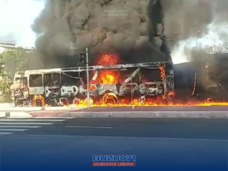 Ônibus do Consórcio Plataforma pega fogo no Lobato nesta terça-feira (19); Veja o vídeo