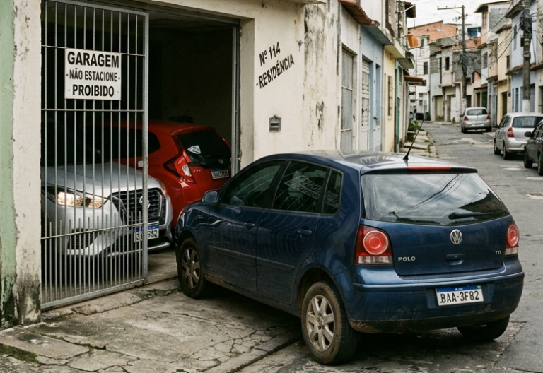 Estacionar na frente da própria garagem pode gerar multa, prevê o Código de Trânsito