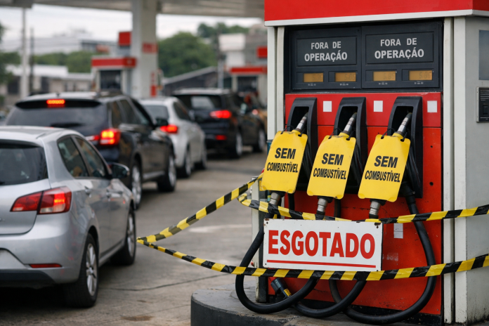 Posto vazio e fila de carros