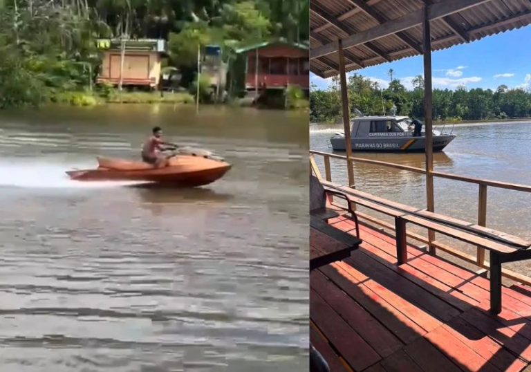 Carpinteiro transforma tradição amazônica em moto aquática de madeira e viraliza nas redes sociais